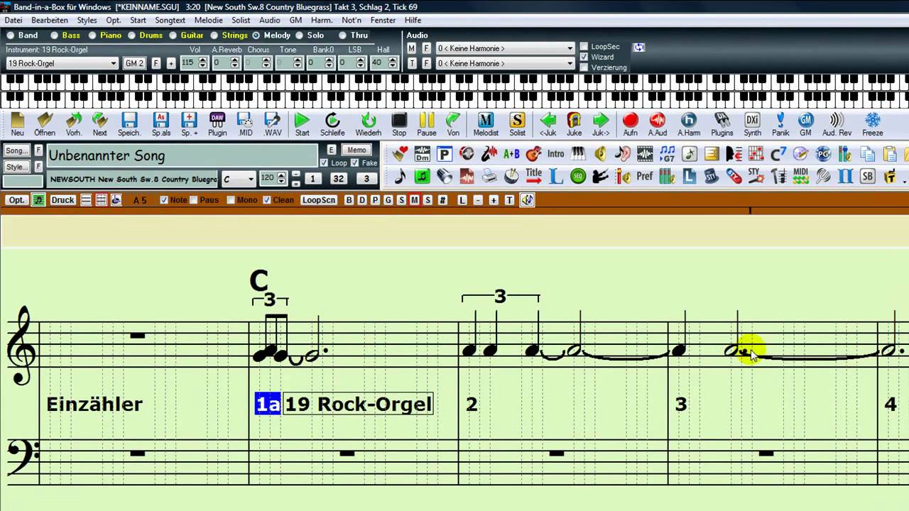 Band in a Box Tutorial: Erfassen von Triolen, Quartolen, Quintolen in einer Melodie
