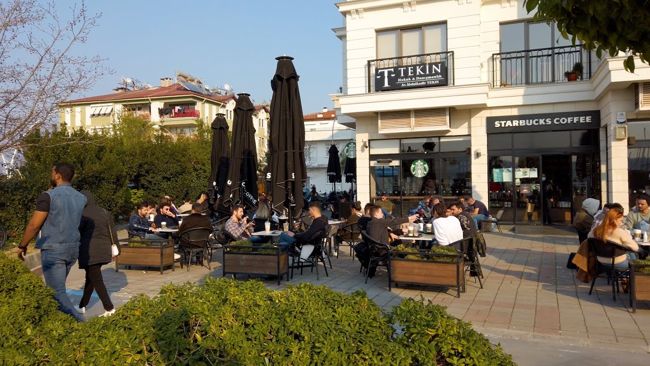 Spring walk through Fethiye's city center, Turkey