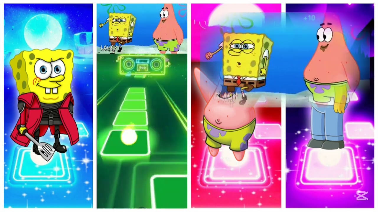 SpongeBob SquarePants🆚Patrick Star🆚Squidward🎶  Tiles Hop EDM Rush