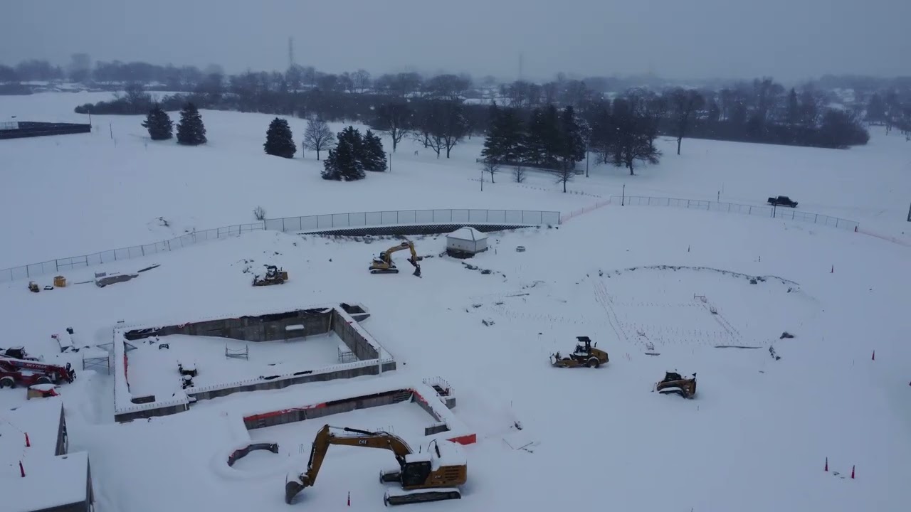 Winter Snow Storm - Pool Under Construction - Drone - Miamisburg, OH - 1.25.26