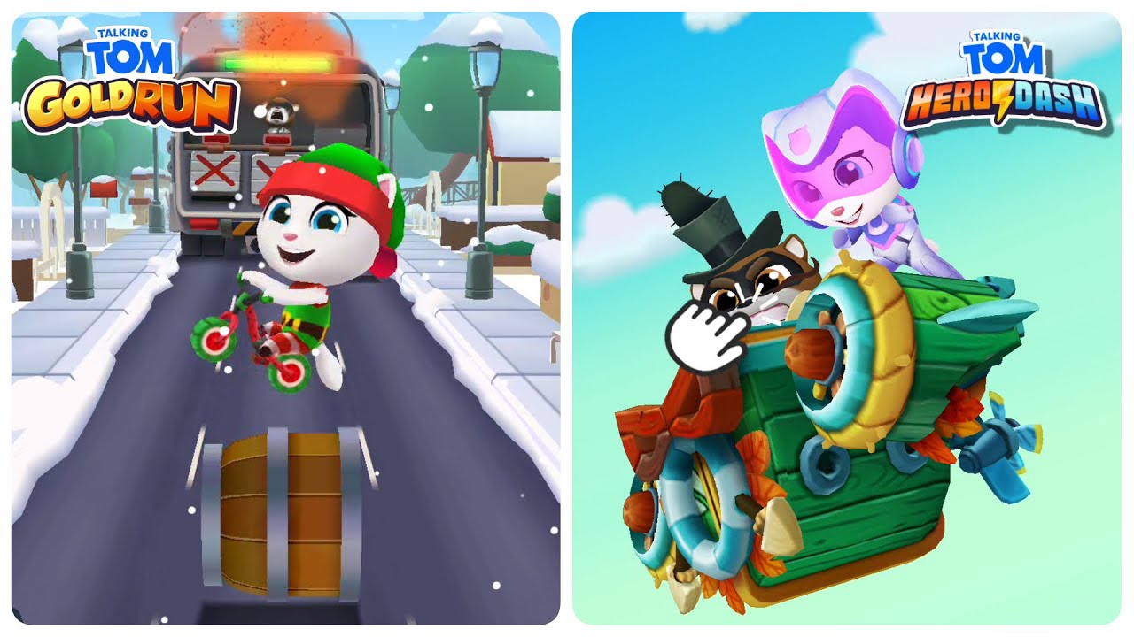Talking Tom Boss Battle Showdown! Gold Run Elf Angela vs Hero Dash Lunar Explorer Angela