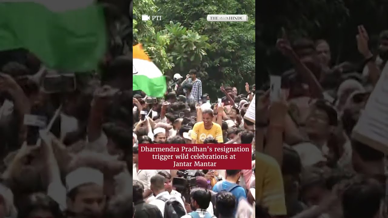 Dharmendra Pradhan's resignation trigger wild celebrations at Jantar Mantar