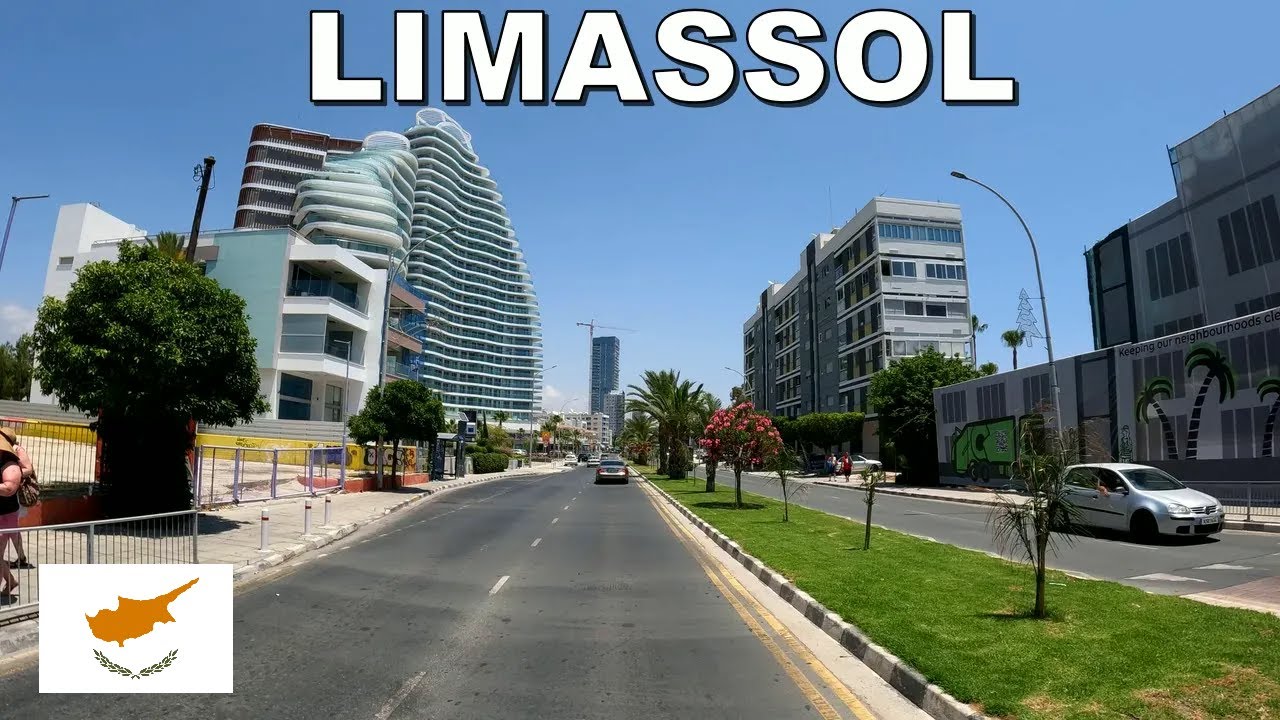 DRIVING along LIMASSOL CITY WATERFRONT in CYPRUS