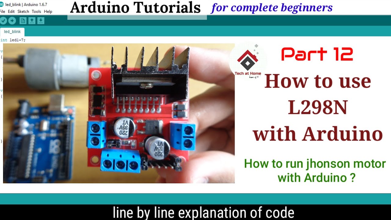 Драйвер двигателя L298N с Arduino (код объяснен) | управление двигателями Johnson | Учебник по Ar...