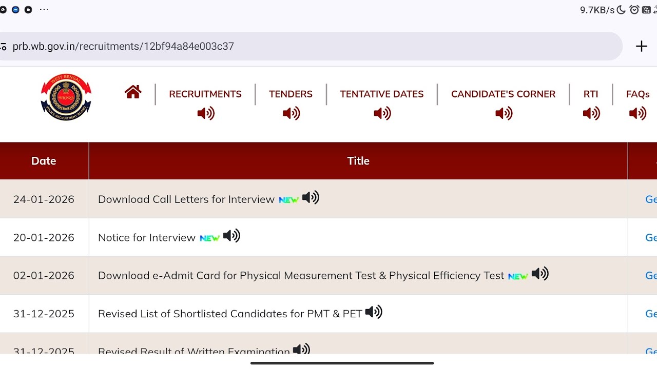 Wbp constable interview admit card download | wbp constable new notice 