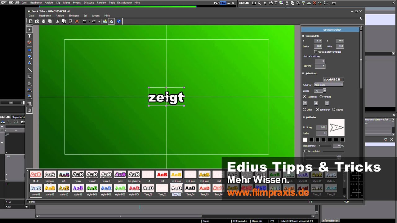 EDIUS TRICK: Hilfreiche Tipps zum Titelprogramm von Edius - Wissen aus der Fimpraxis