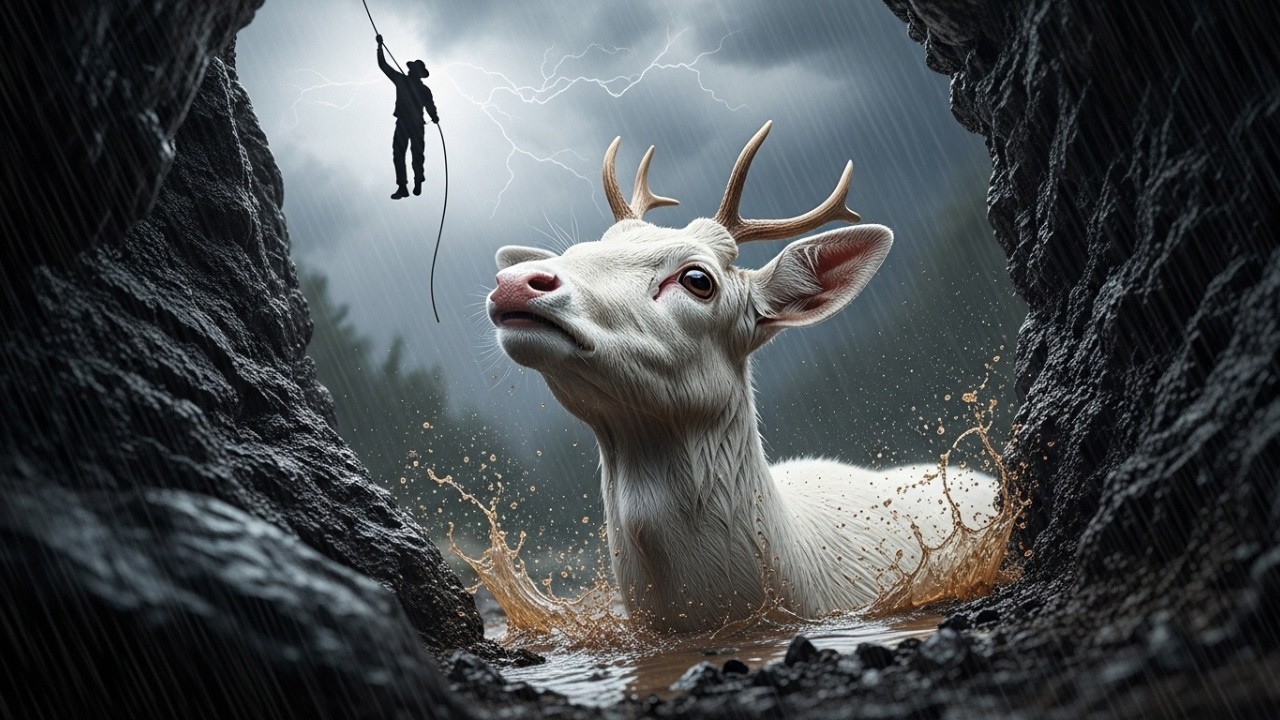 White Deer Rescue from Deep Ravine | Emotional Wildlife Survival Story