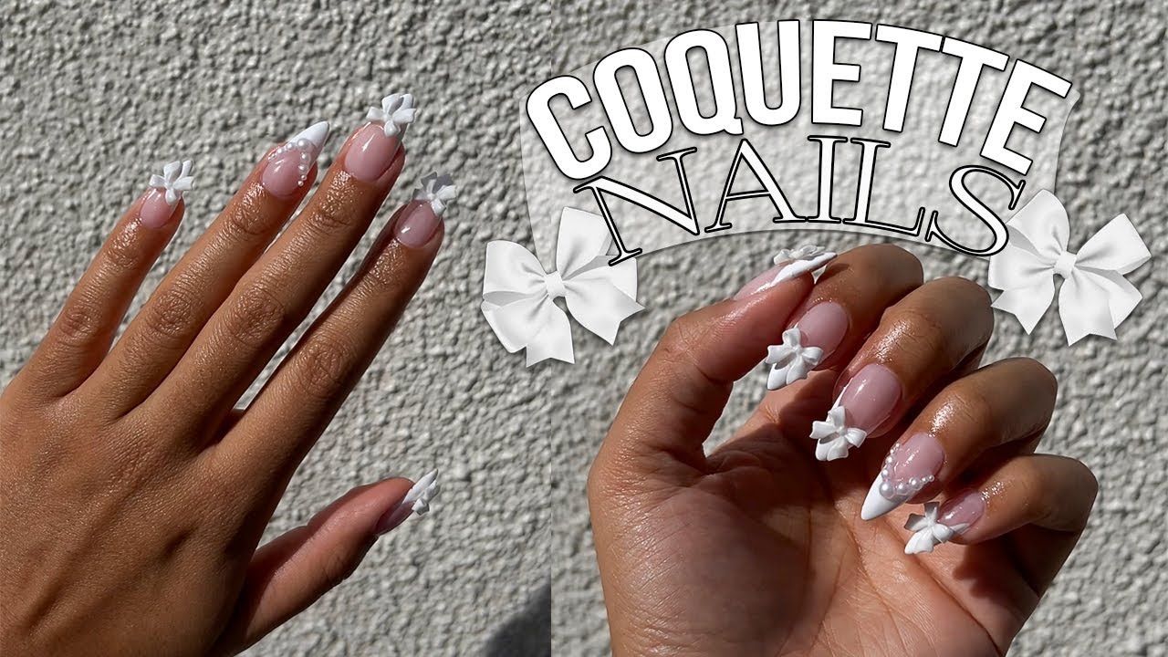 DIY COQUETTE NAILS AT HOME | MY AQUARIUS SZN BIRTHDAY NAILS!!