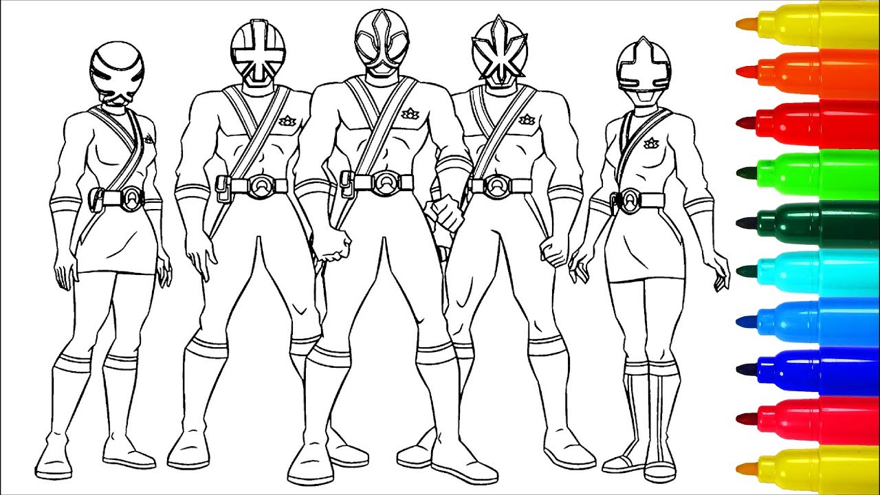 Power Rangers Samurai Coloring Pages | Colouring Pages for Kids with Colored Markers