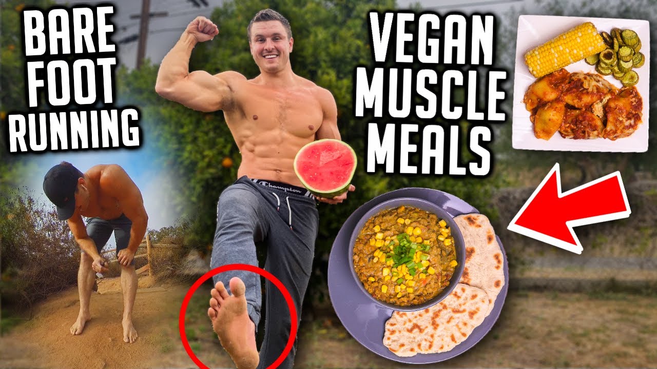 WHAT I ATE TODAY FOR VEGAN MUSCLE | Barefoot Trail Run, Bulking & Planning For Van Life!