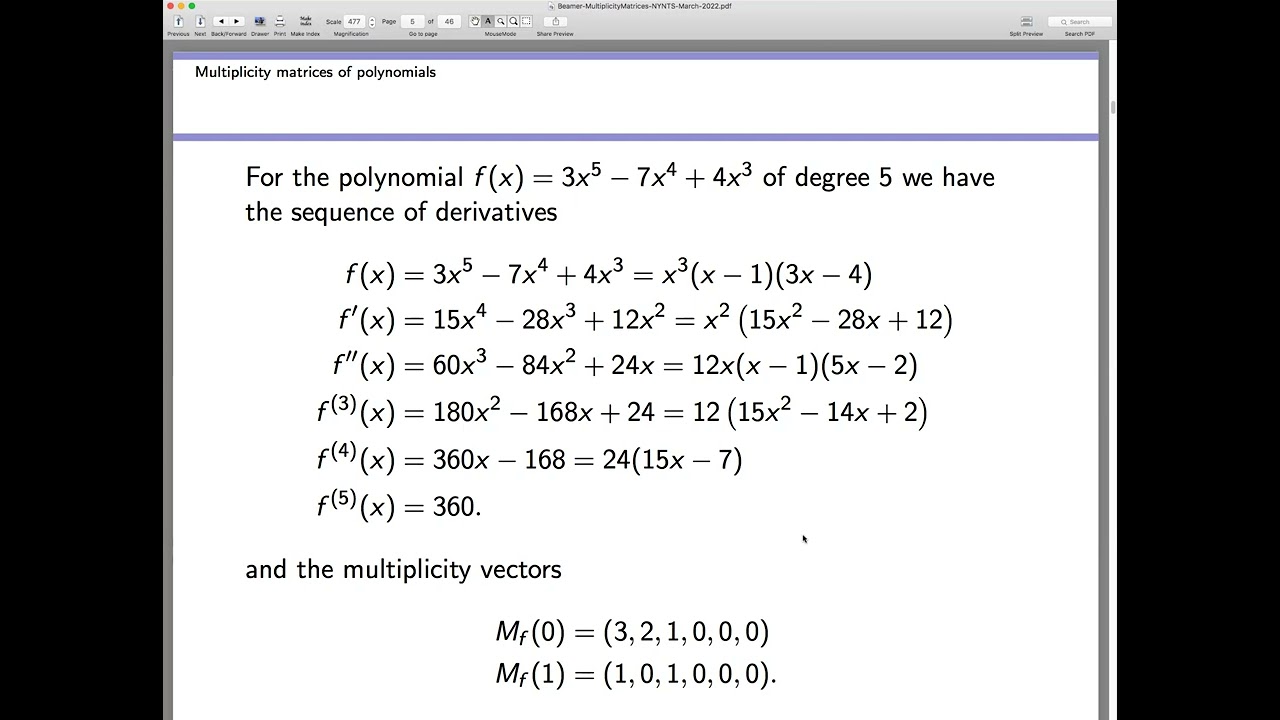 NYNTS-Mel Nathanson-Multiplicity matrices for polynomials-March 3, 2022