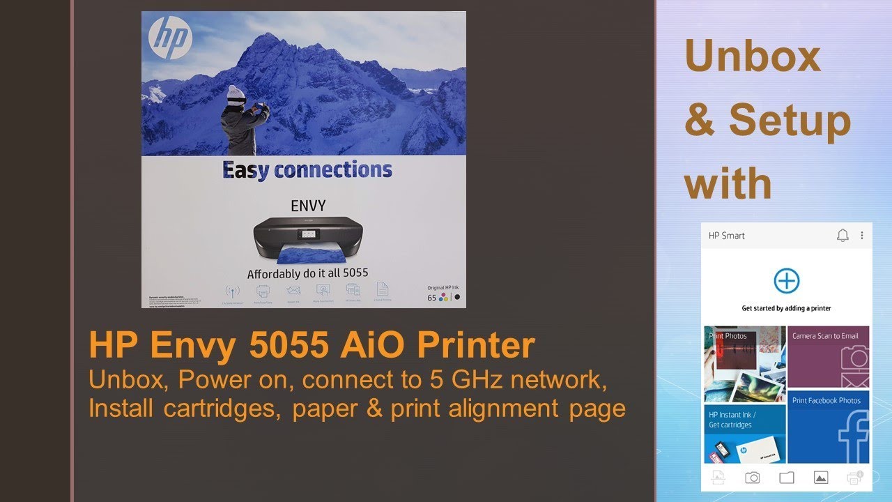 HP Envy 5055 | 5020 | 5030 Printer : Unbox, Connect to 5 GHz network and Setup printer