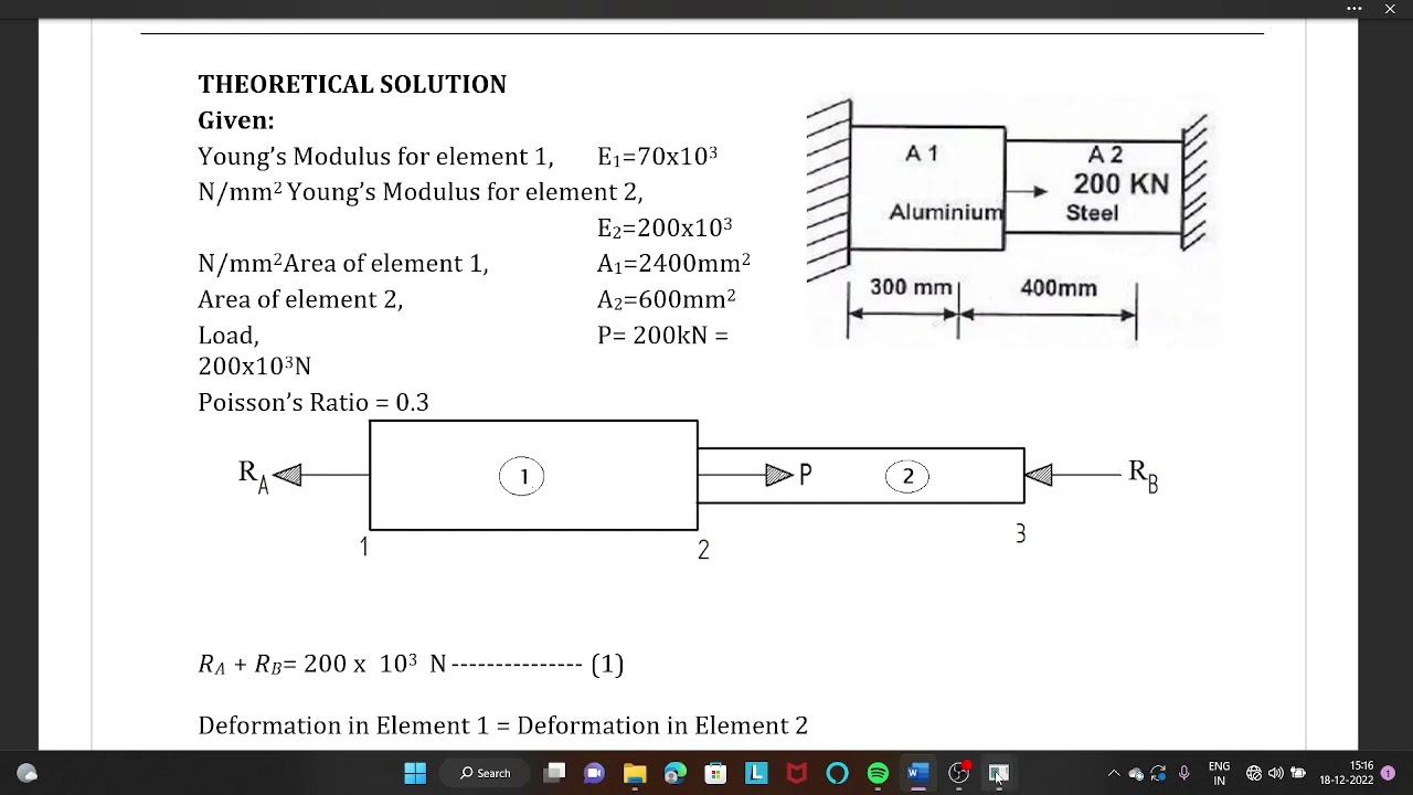 ANSYS :ANALYSIS OF STEPPED BAR WITH DIFFRENT MATERIALS AND BOTH ENDS FIXED