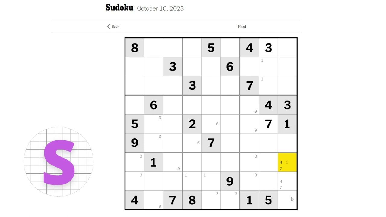 New York Times Sudoku Difícil