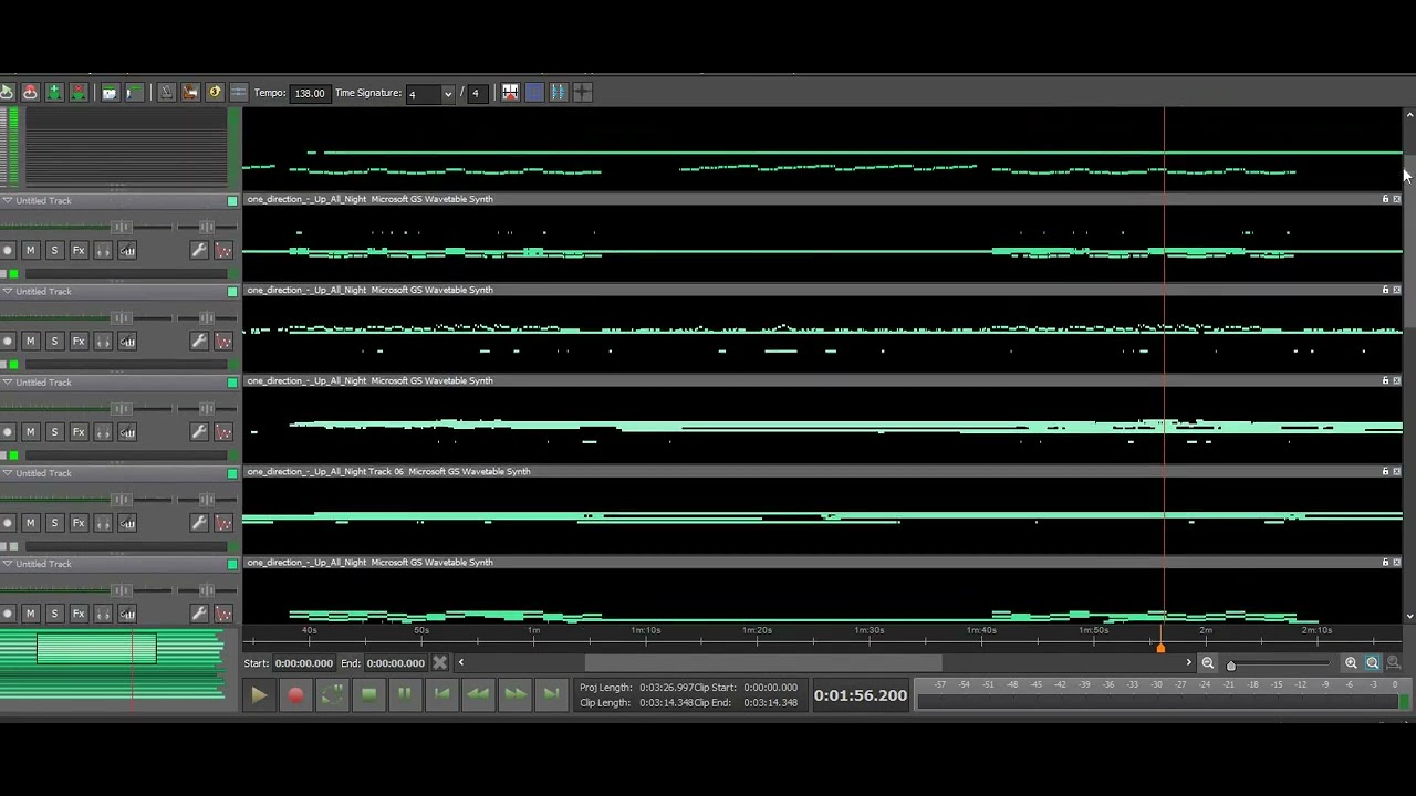 Up All Night One Direction - That was 16 track file, would not fit in Ableton version I have -lol