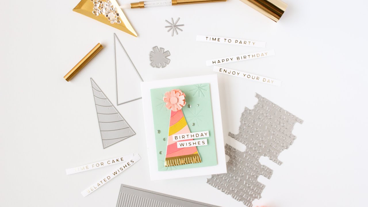 Carissa Crafts Live - Essentials By Ellen Party Hat Birthday Card!