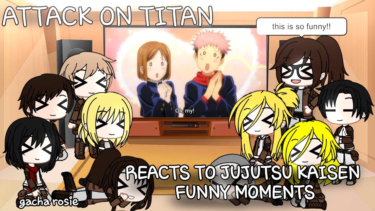 Attack on Titan Reacts to Jujutsu Kaisen funny moments || Gacha Club