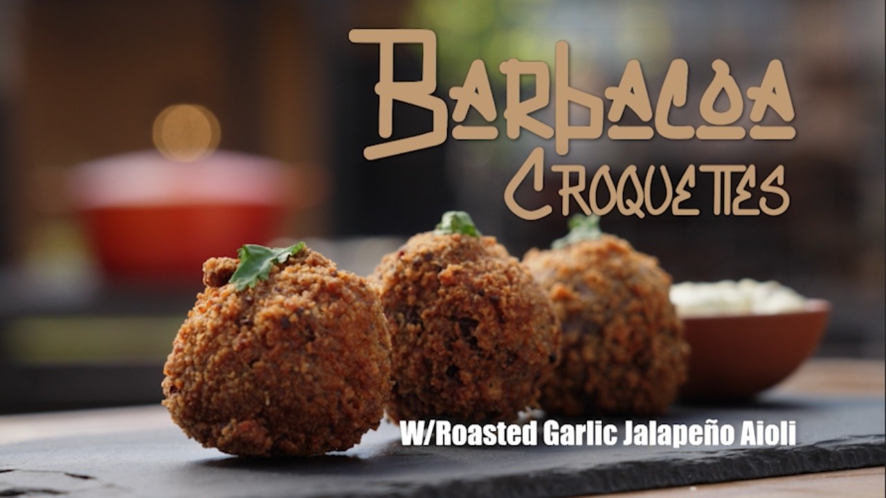 Twisted Skillet: Sean Fries Up Some Barbacoa Croquettes with a Roasted Jalapeño–Garlic Aioli