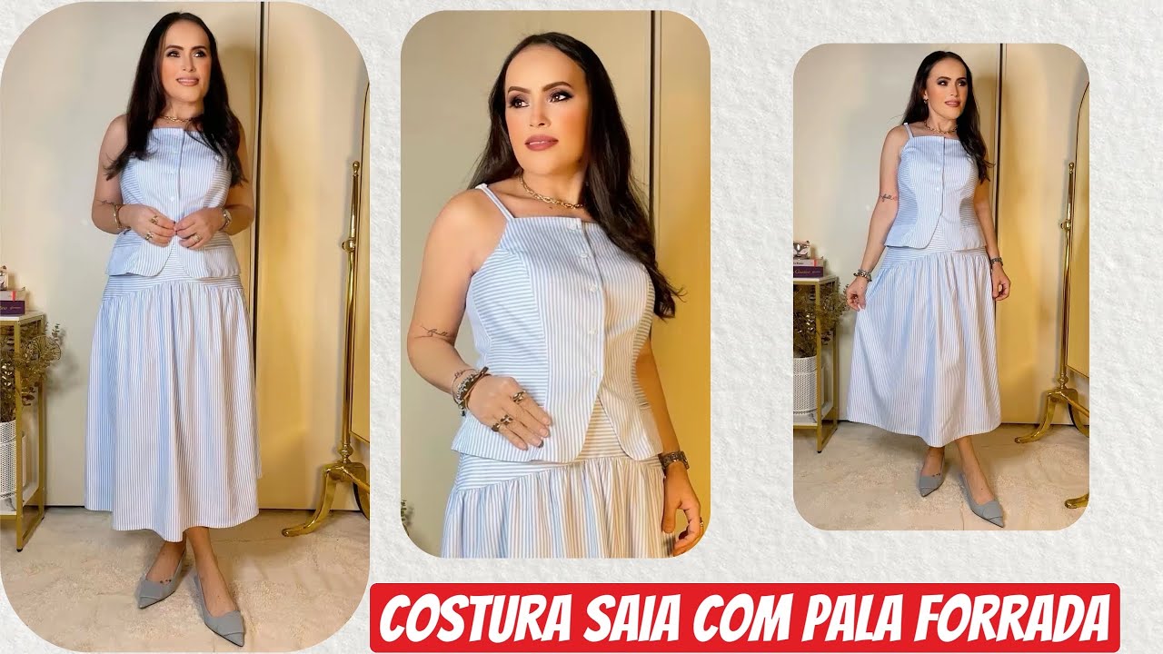 COSTURA SAIA COM PALA FORRO E FRANZIDO ( Super tendencia) #moda #costura #fashion #modelagem #diy 