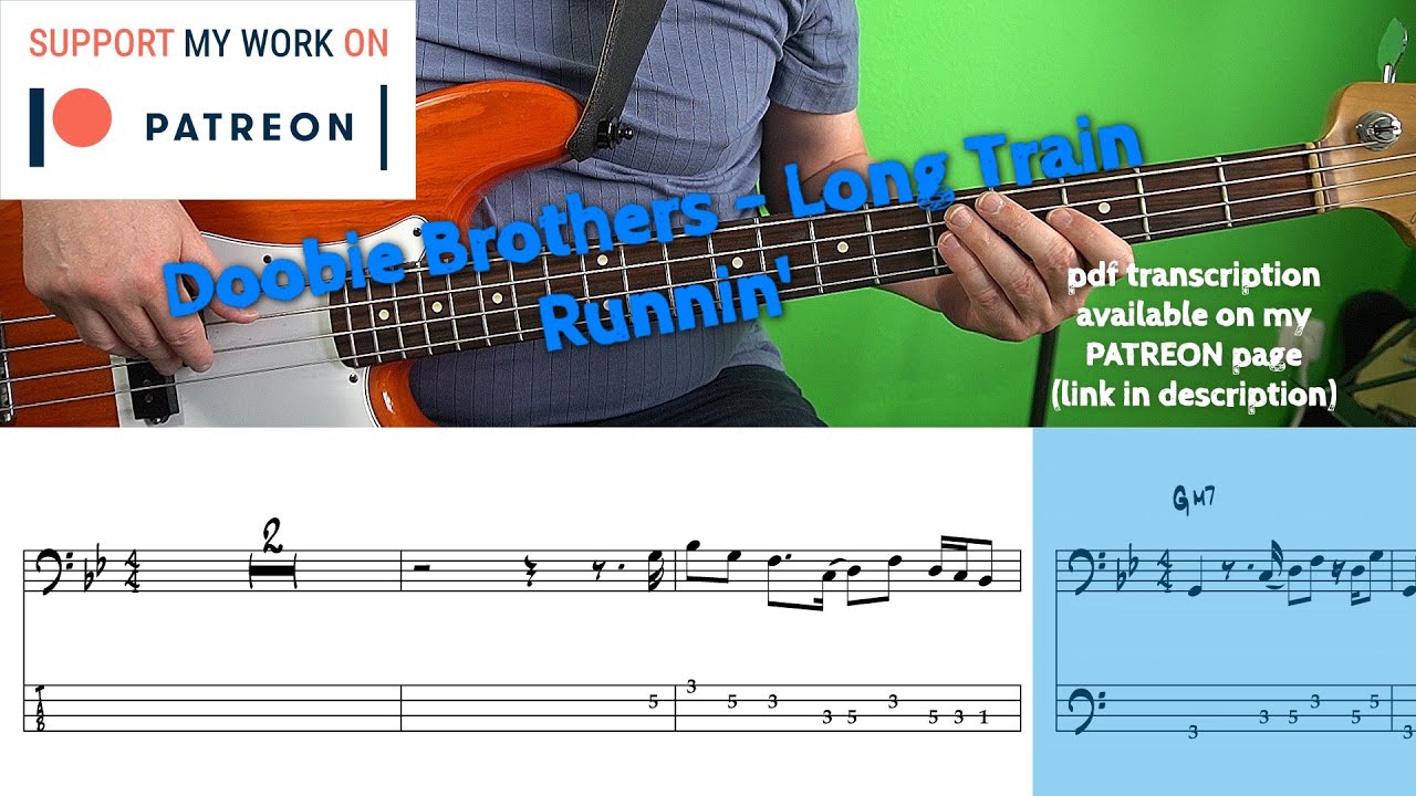 Doobie Brothers - Long Train Runnin' (Bass cover with tabs)