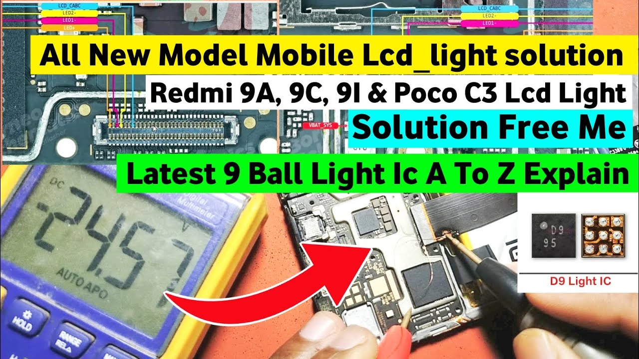 Redmi 9a, 9c, 9i & Poco c3 LCD Light Solution | Schematic diagram Ke Saat
