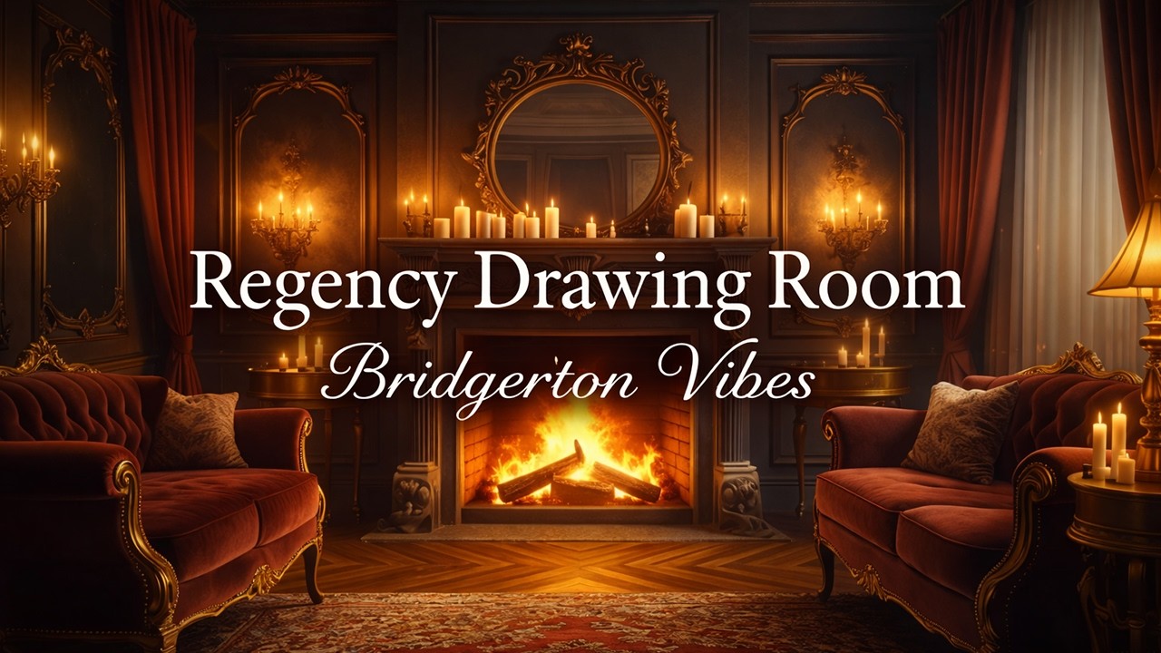 Bridgerton-style Fireplace Ambience 🔥 Regency Drawing Room