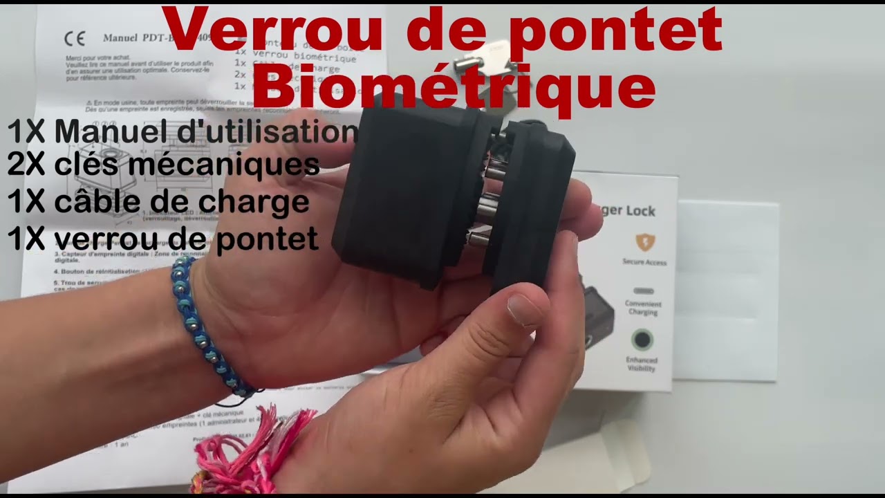 Verrou de pontet biom&eacute;trique ! inclus 2 cl&eacute;s de secours