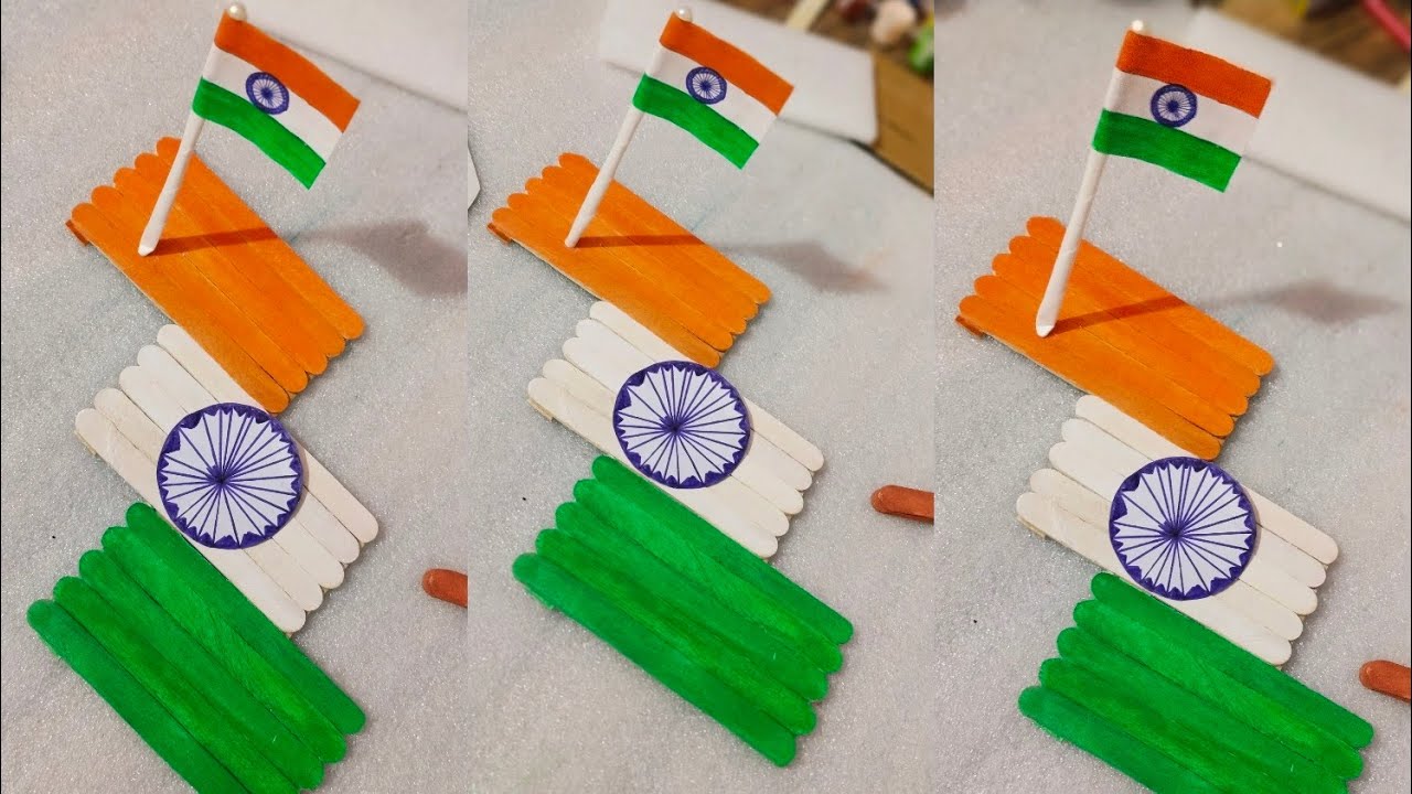 #Ice cream stick tri color craft#Easy unique quick wall hanging craft #Video#border 2song#Craft idea