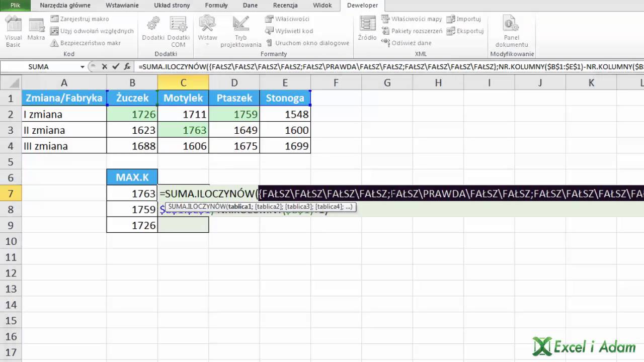 Excel - Jak odnaleźć nagł&oacute;wek kolumny, w kt&oacute;rej jest maksymalna wartość - widzowie #83