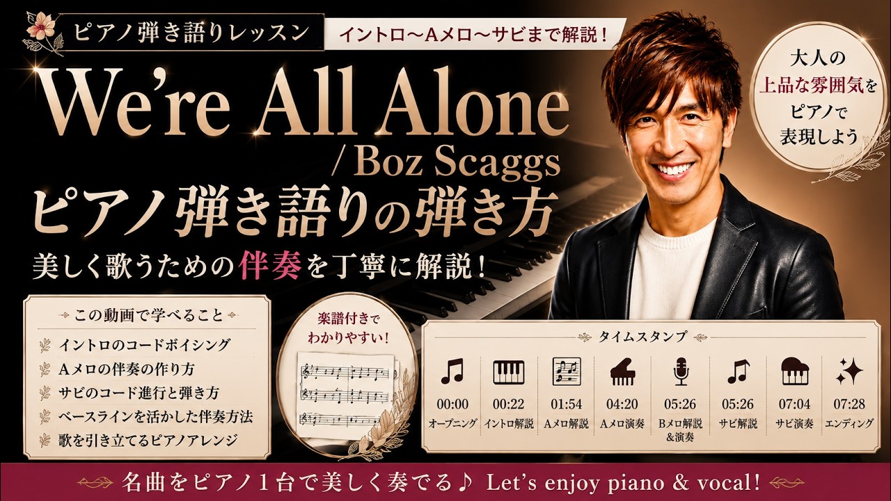 【We're all alone/Boz Scaggs】#ピアノ弾き語りレッスン#ピアノレッスン