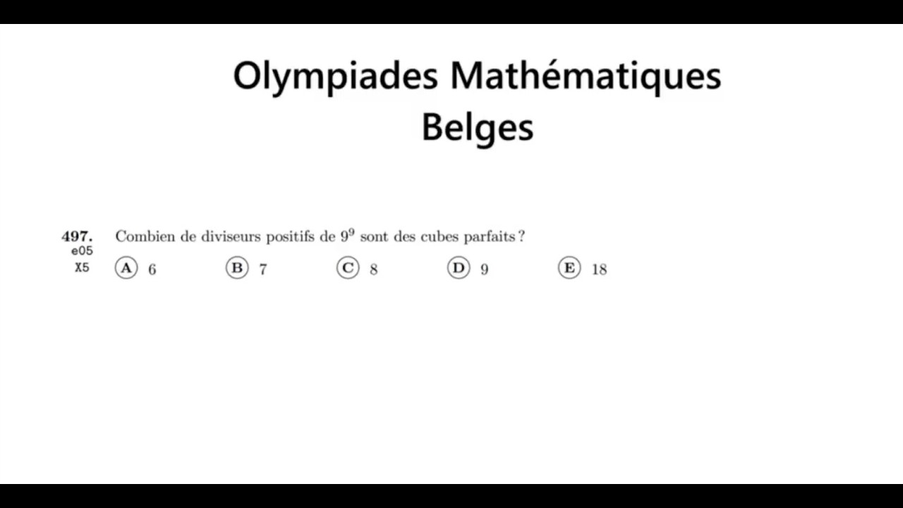 Combien de diviseurs positifs de (9)exp(9) sont des cubes parfais ?