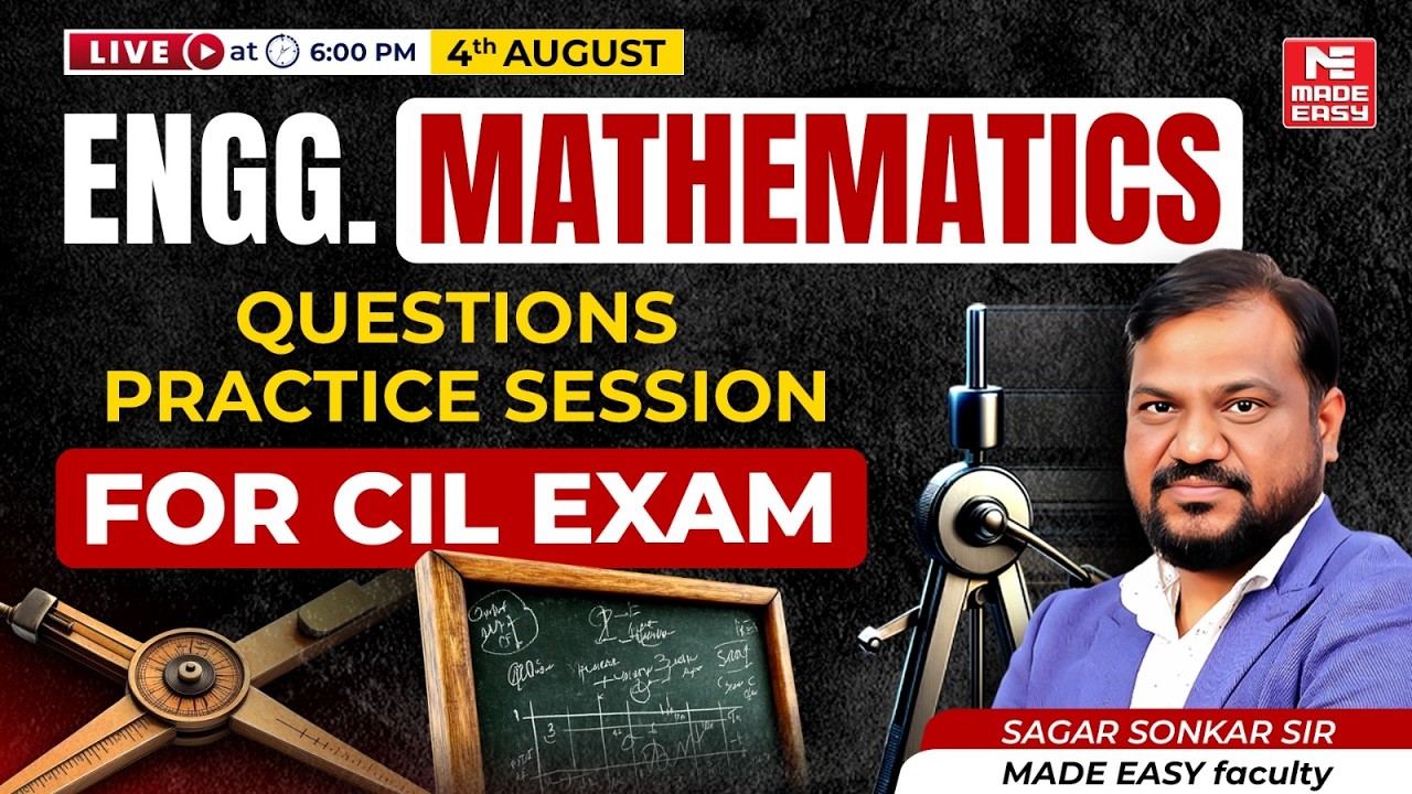 CIL Exam 2026 Engineering Mathematics | LIVE  | Most Expected Questions | Sagar Sonkar Sir!
