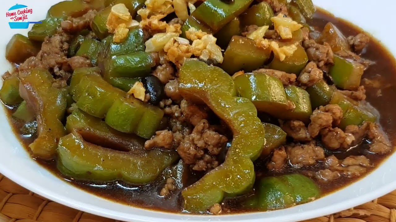 Горькая тыква с рубленым свиным мясом и соусом из соленых черных бобов 🥬🍚