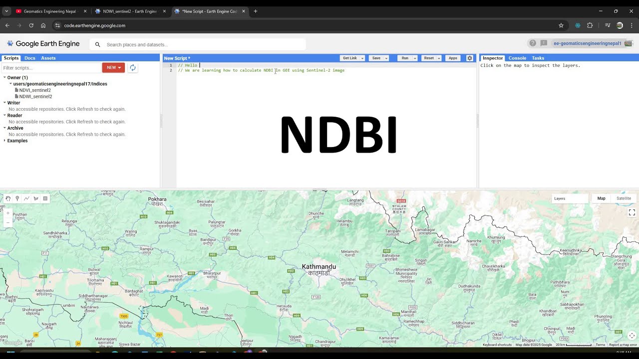 NDBI calculation in GEE || GEE cloud processing