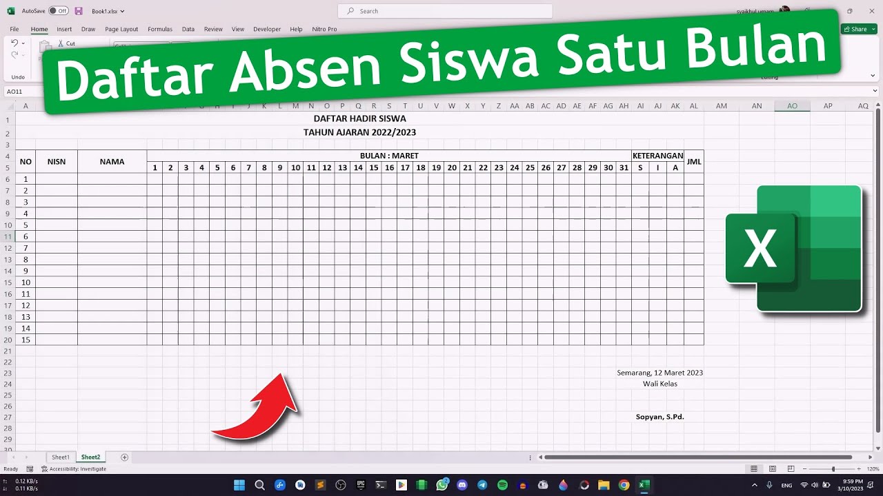 Cara Membuat Daftar Absen di Microsoft Excel