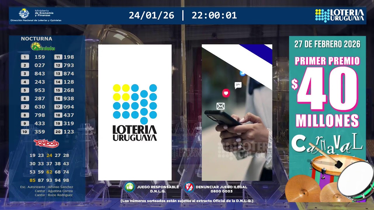 Emisión en directo de Loteria Uruguaya