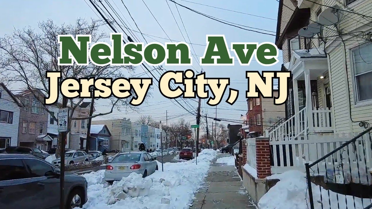 Walking on Nelson Avenue in Jersey City, New Jersey, USA