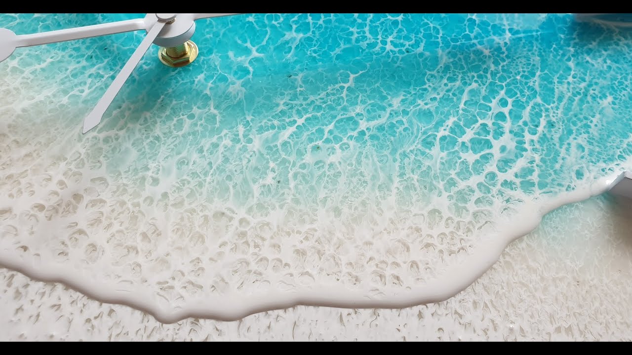 #85. Frothy Resin Waves over White Sand with Blue Water - 16