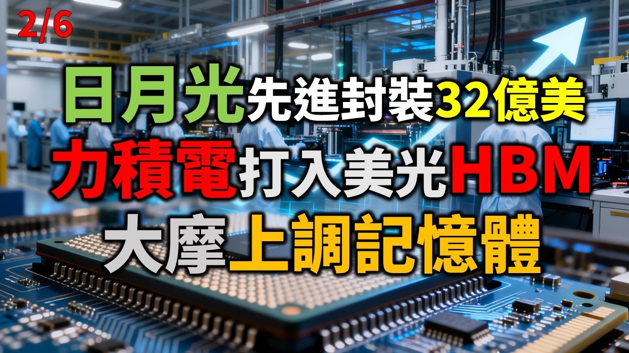 「早安萬寶」0206 日月光上調先進封裝至32億美元，力積電打入美光HBM後段製程，大摩上調記憶體目標價！