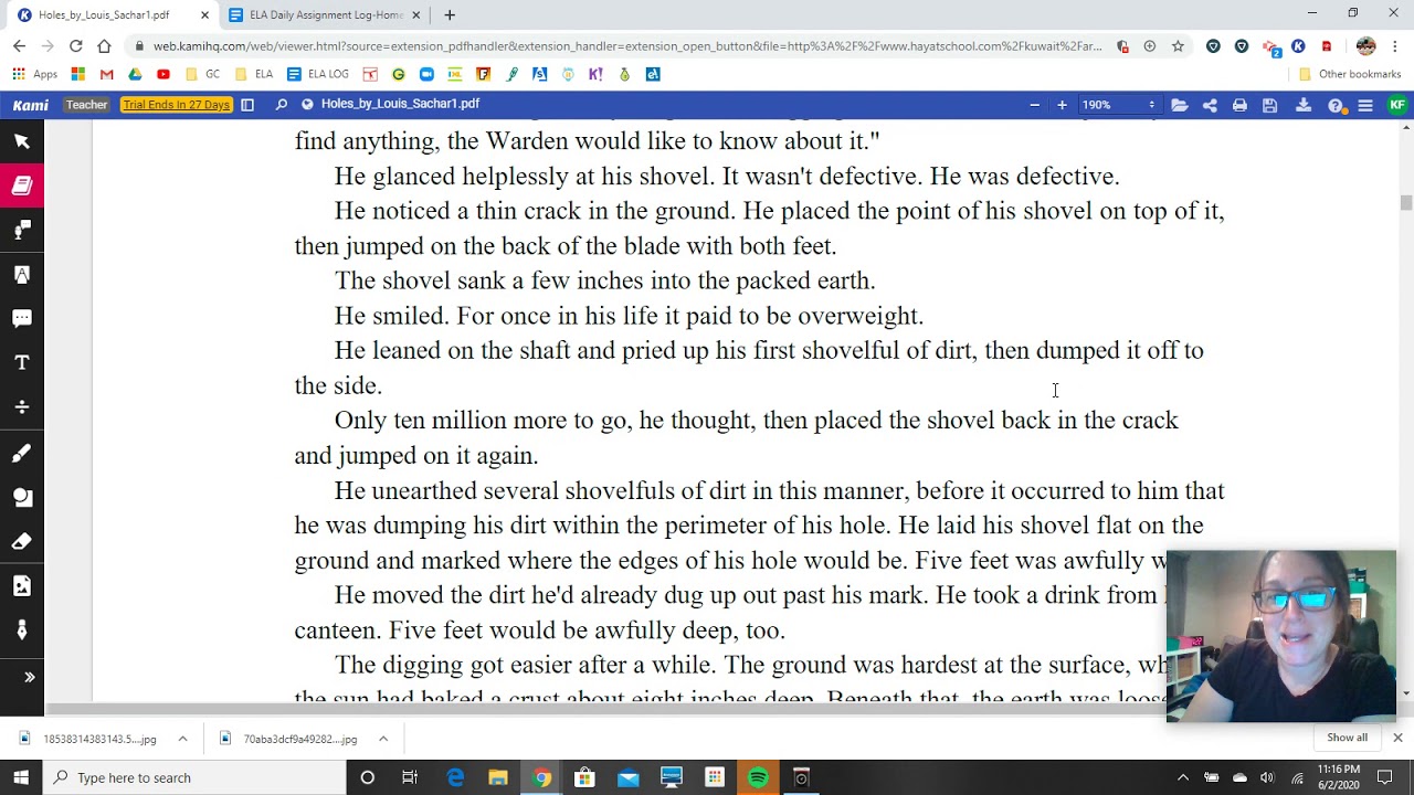 Holes by Louis Sachar Chapters 6-10