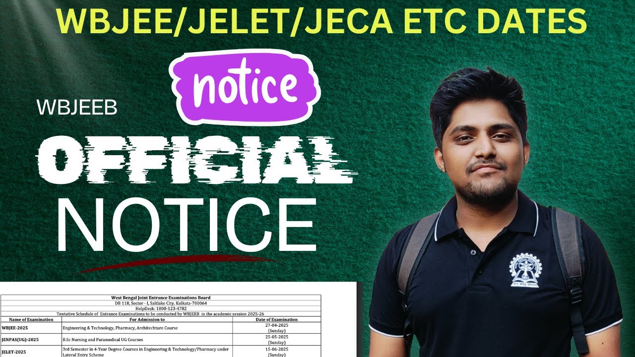 2025 | WBJEE | JELET | JECA | Official Exam Dates by WBJEEB |