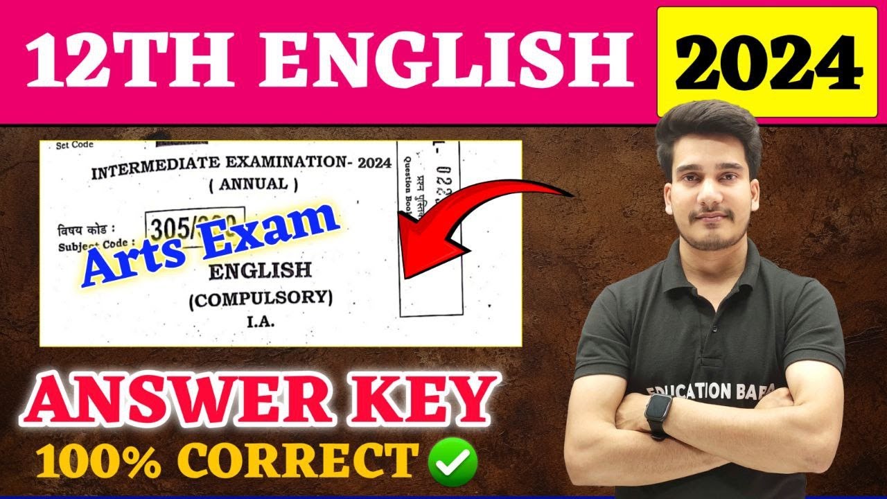 12th English Answer Key 2024 | English Arts Class 12 Objective Answer Solution 2024 | Education Baba