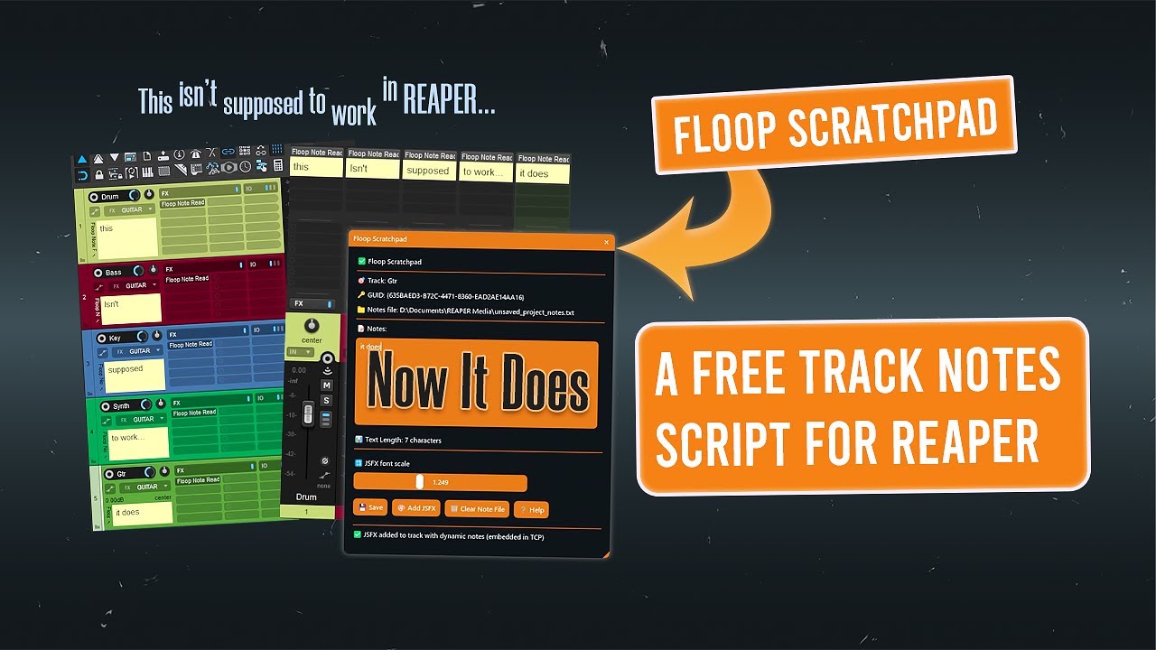 Display Notes on Track in REAPER (Floop Scratchpad: Free Script)