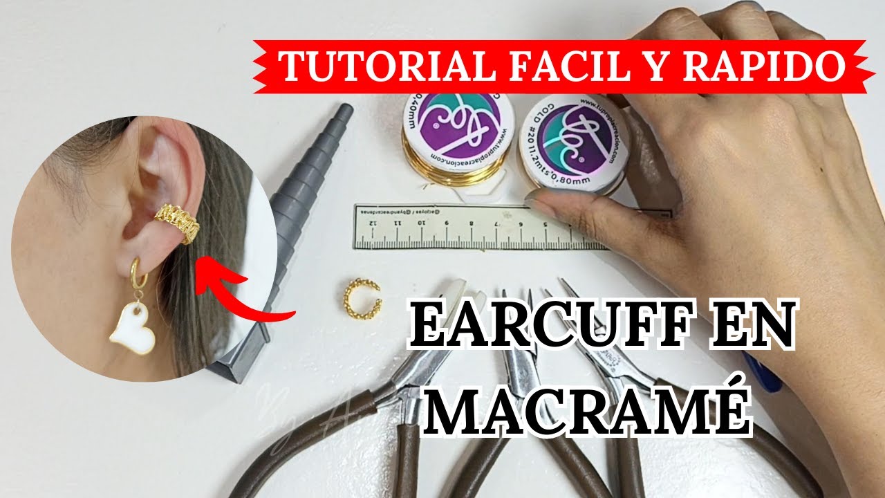 Earcuff en Macramé con Alambre | Tutorial de Nudo Plano 