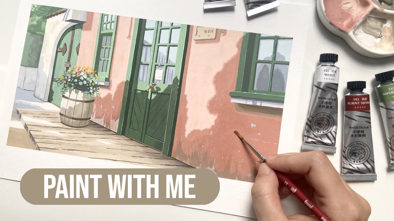 🍃 Painting Studio Ghibli scenes using Opaque Watercolor ft. Paul Rubens