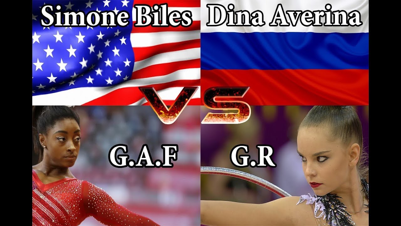 SIMONE BILES GAF VS DINA AVERINA GR ARTISTIC GYMNASTICS VS RHYTHMIC GYMNASTICS