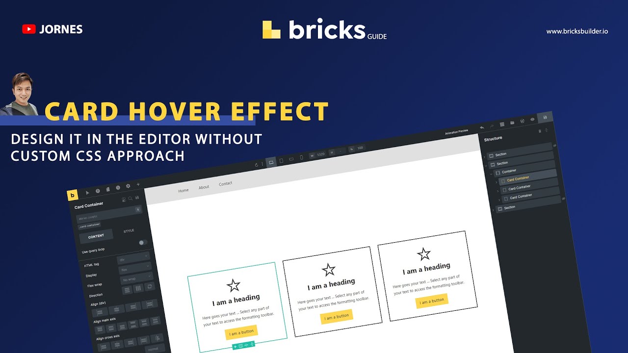 Bricks Builder -  Card Layout Hover Effect 1 | Tutorials