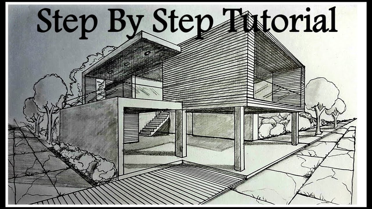 How to draw a House In Two points perspective| Step By Step