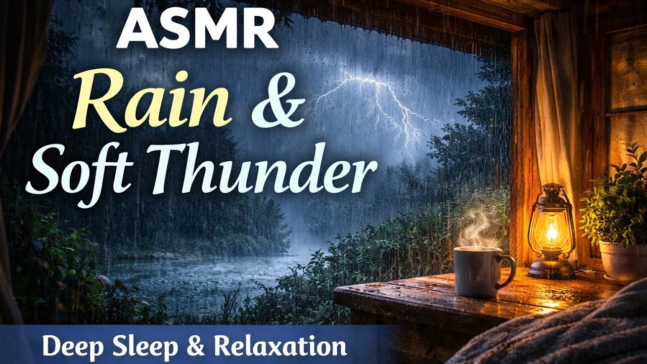 ASMR Rain & Soft Thunder | Deep Sleep & Relaxation