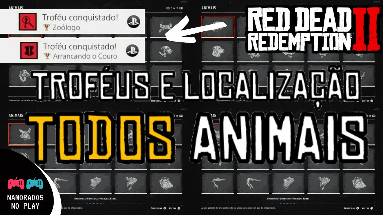 Localização TODOS animais + Troféus Zoólogo e Arrancando o Couro 🏆 Red Dead Redemption 2